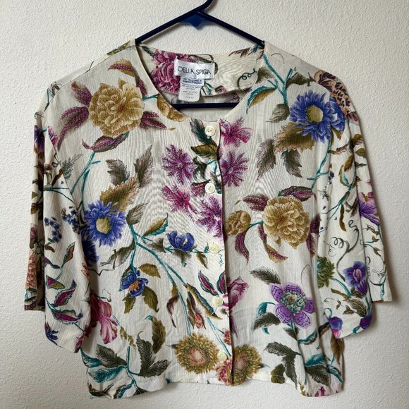 Vintage rayon floral Della Spiga blouse - Picture 1 of 3